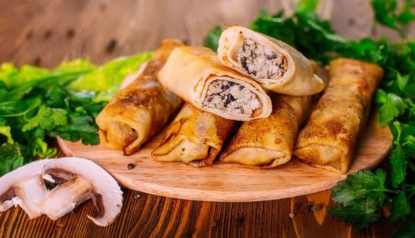 Блины с курочкой и грибами